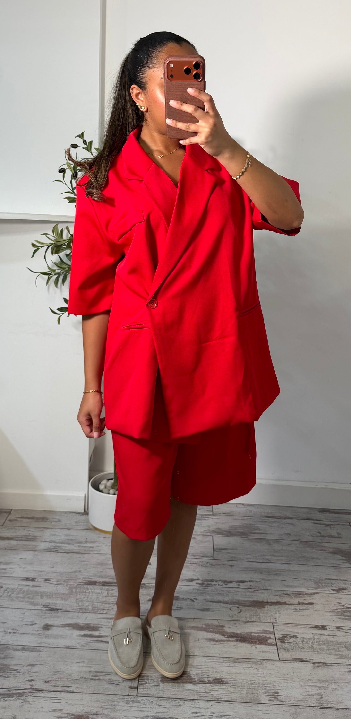 Ensemble oversize blazer rouge