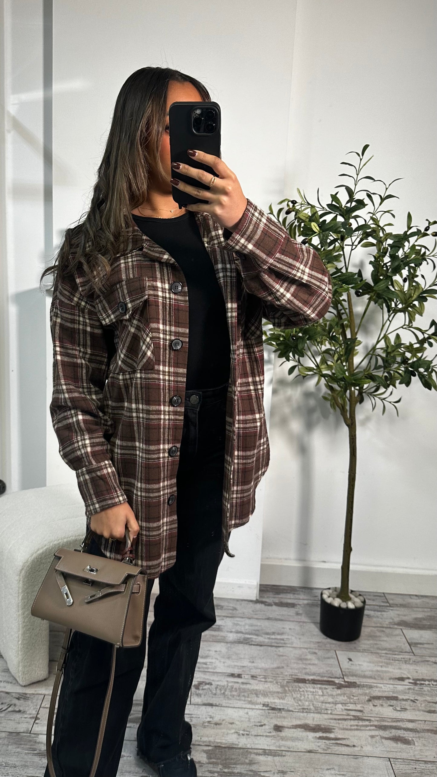 Chemise carreaux chocolat