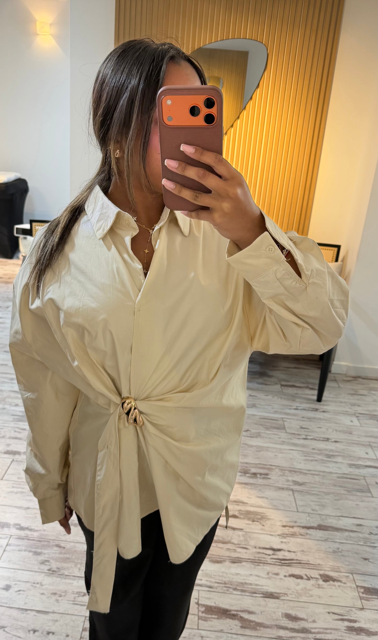 Chemise oversize beige