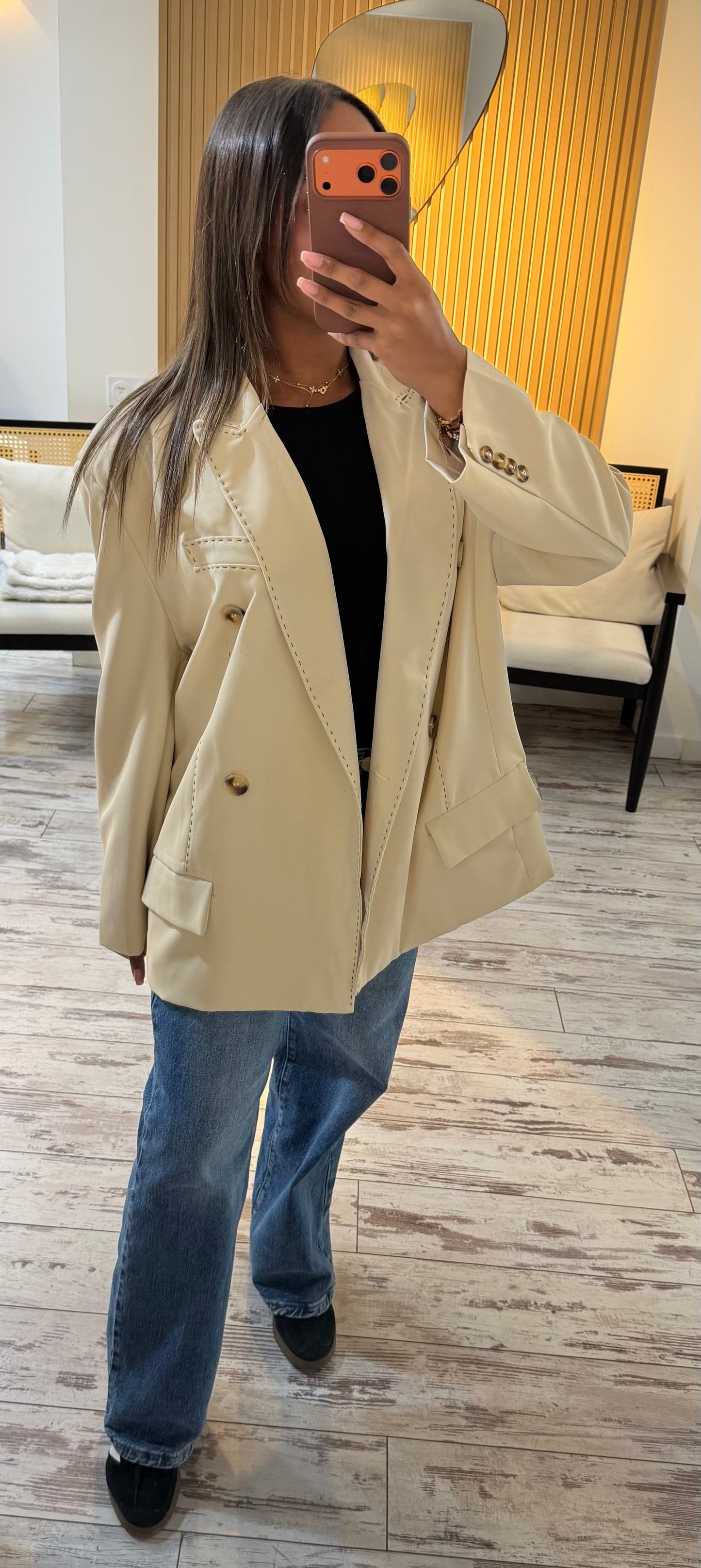Blazer surpiqûre beige