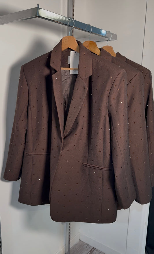 Blazer choco oversize à strass