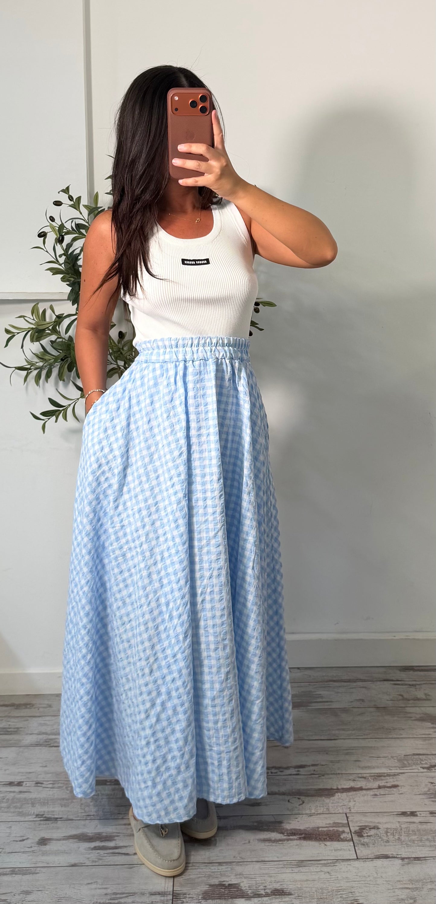 Jupe vichy bleue