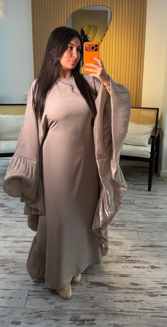 Abaya papillon taupe