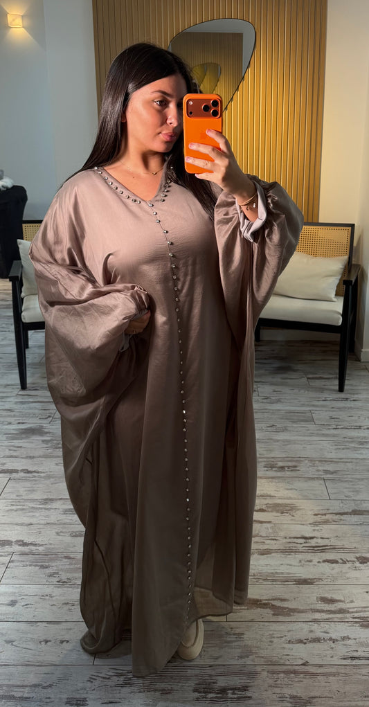 Abaya Luna strass taupe