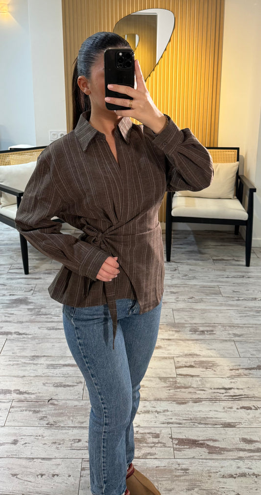 Chemise cache cœur chocolat