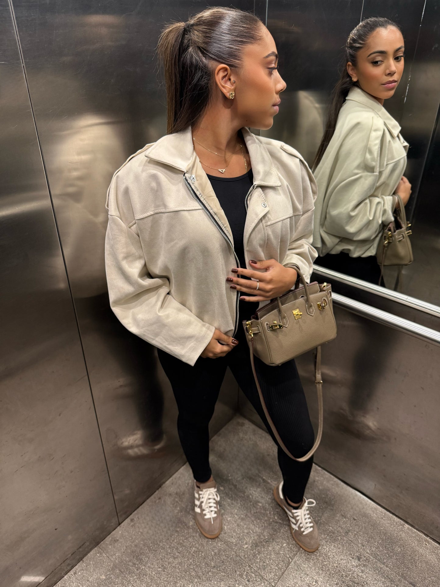 Bombers velour beige