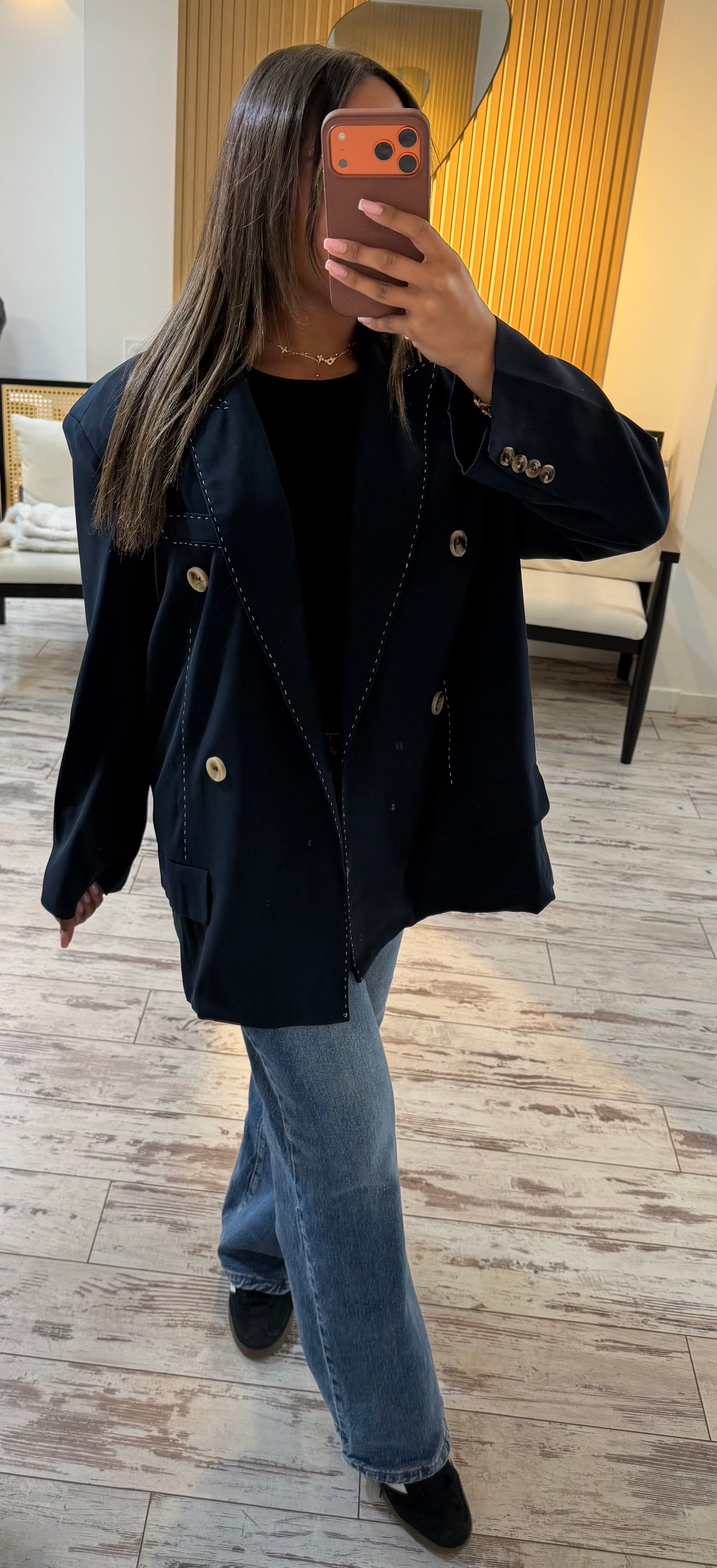 Blazer surpiqûre bleue