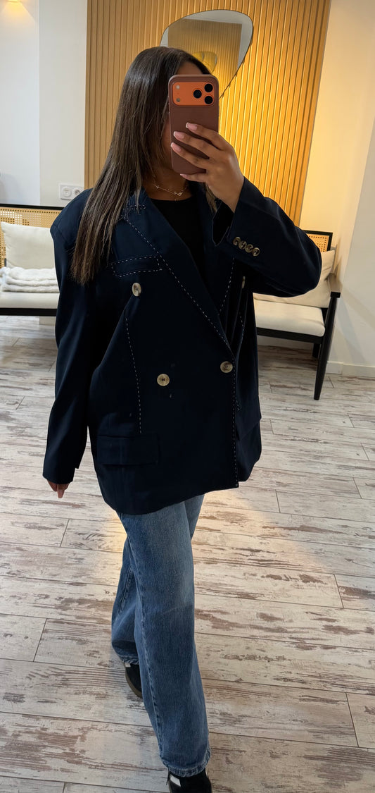 Blazer surpiqûre bleue