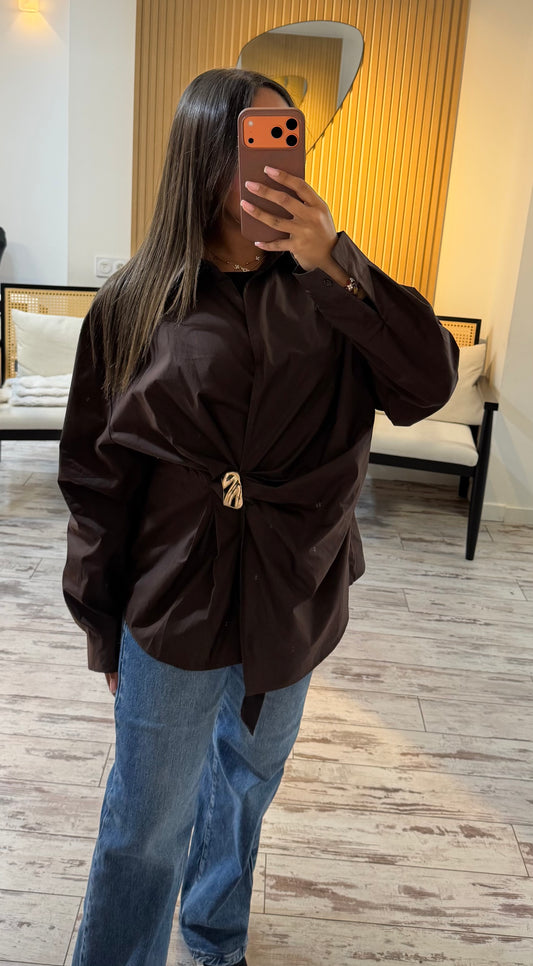 Chemise oversize marron