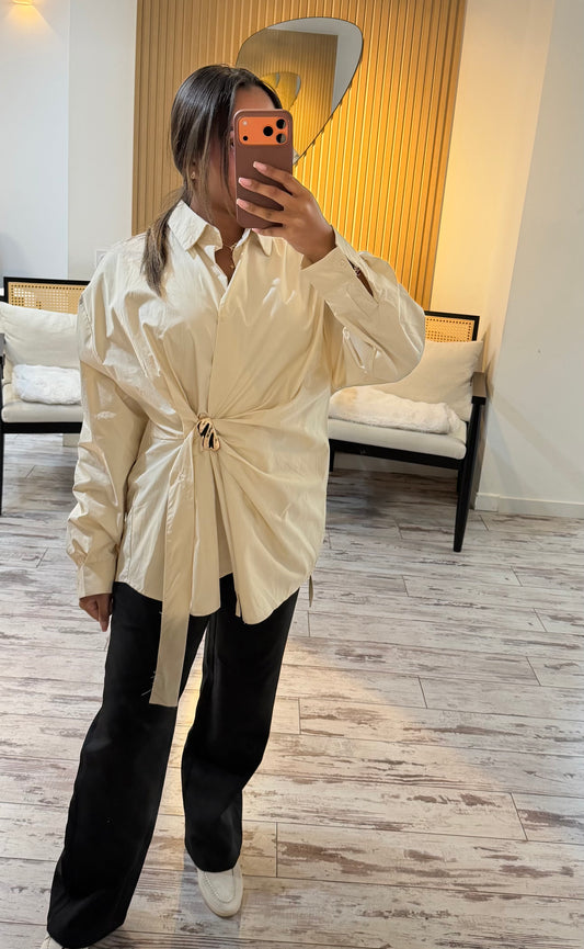 Chemise oversize beige