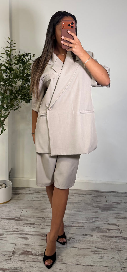 Ensemble oversize bermuda beige