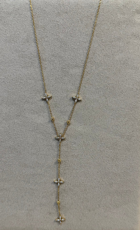 Collier pendant strass fleur