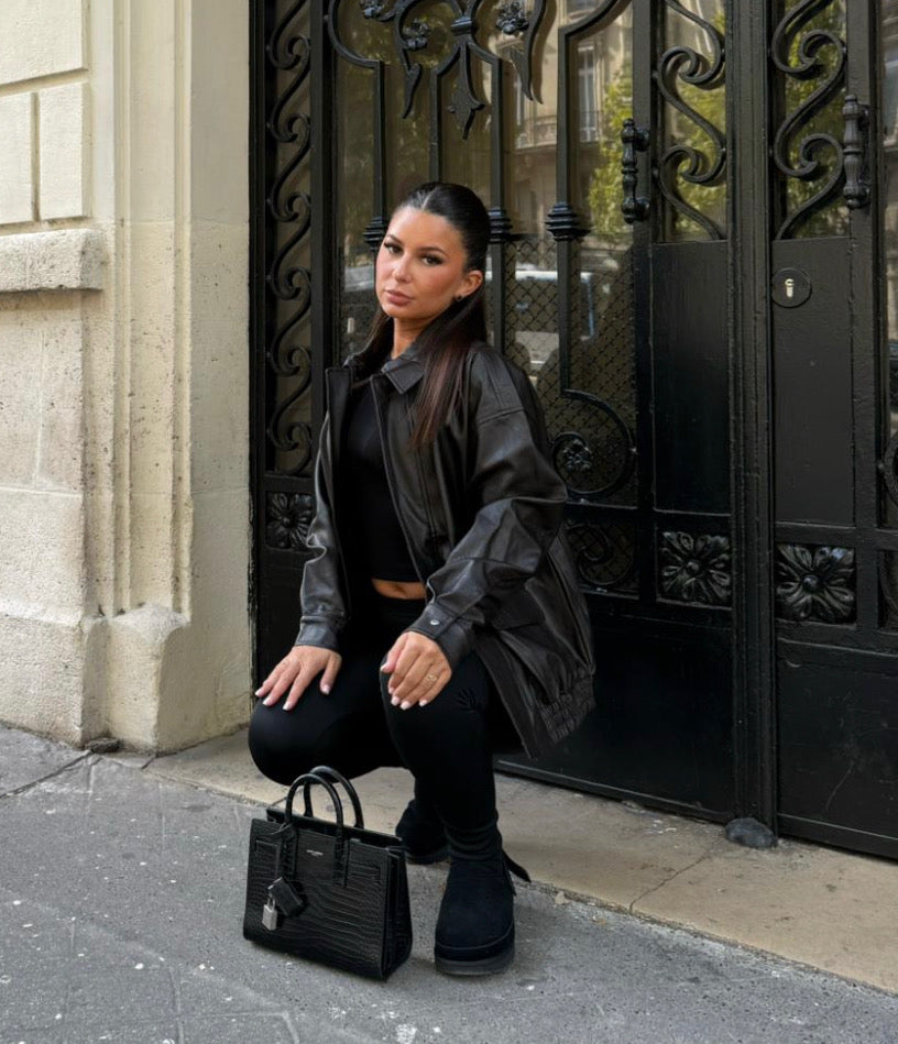 Bombers similicuir marron