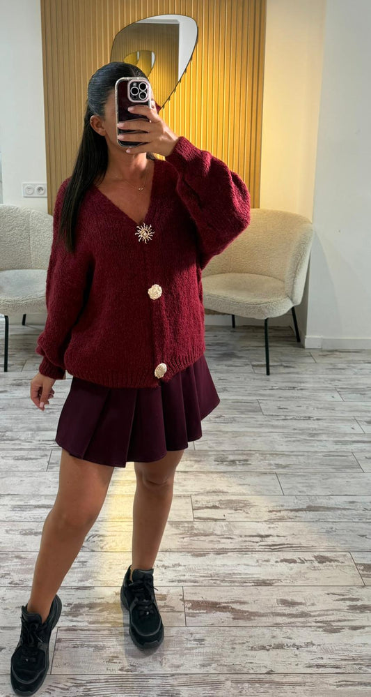 Gilet en maille bordeaux