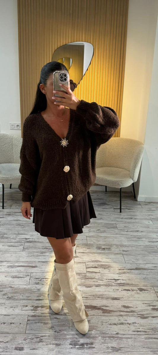 Gilet en maille marron