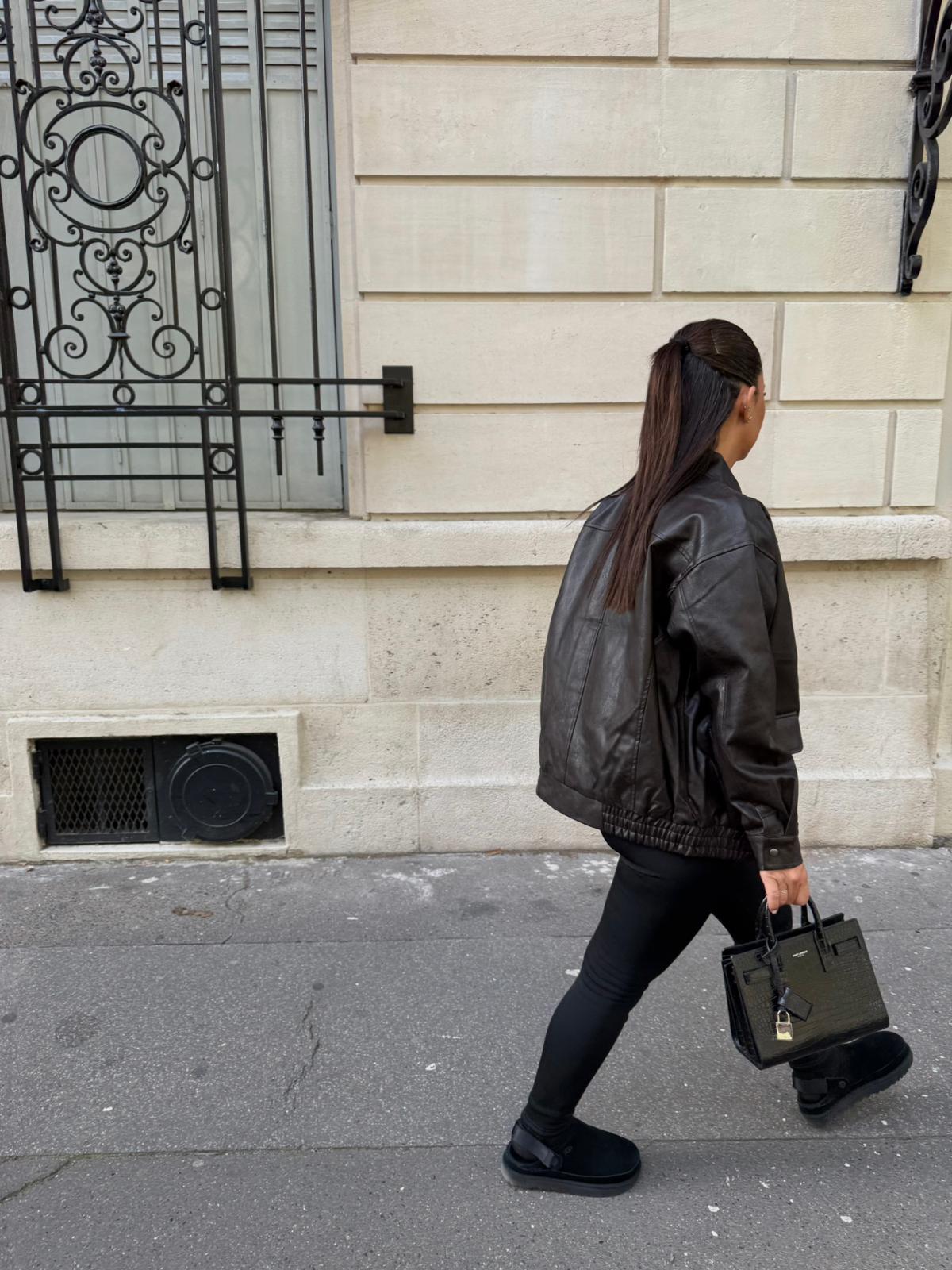 Bombers similicuir marron